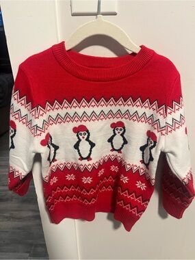 Red & White Penguin Holiday Sweater